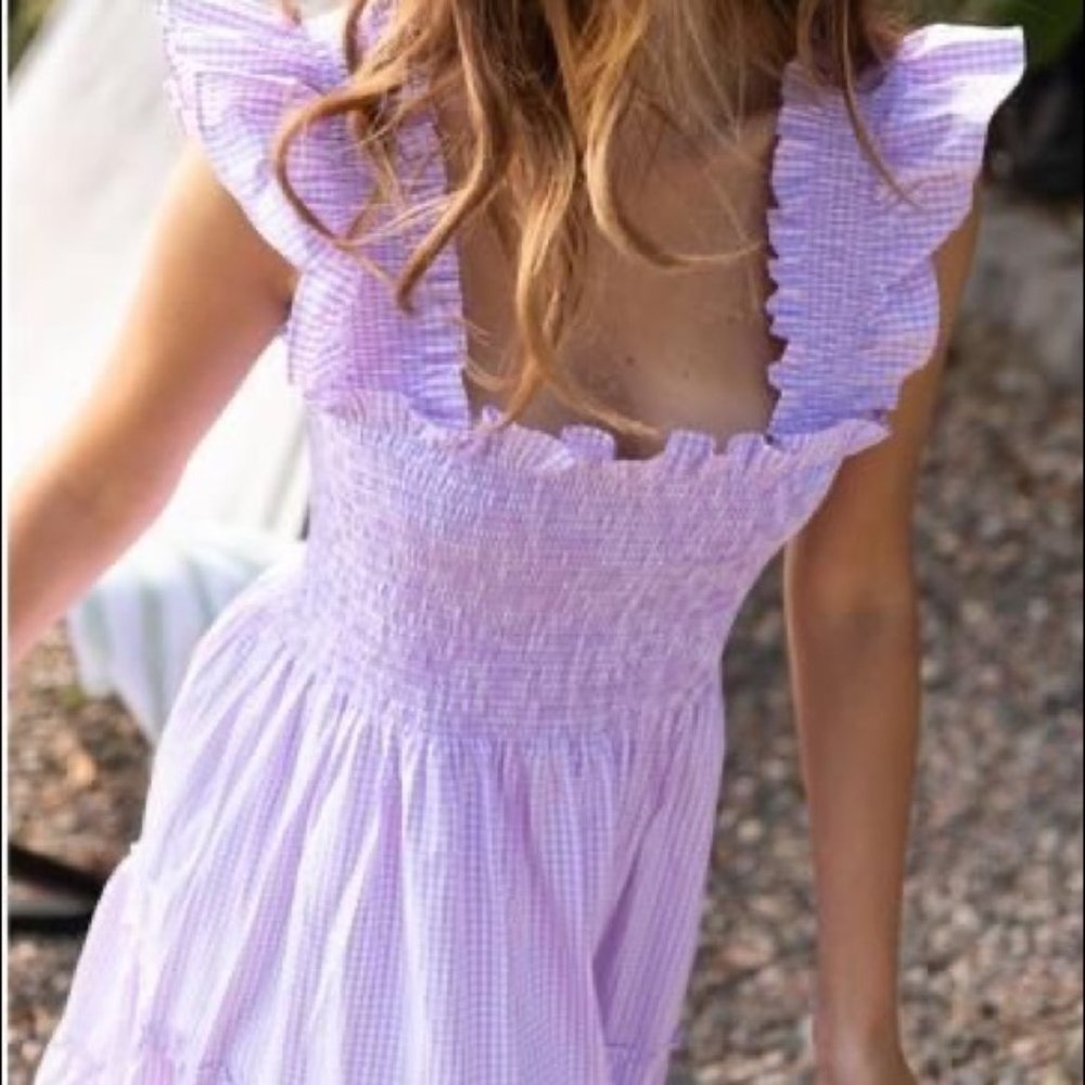 Ellie Nap Dress Lilac Gingham (Plus Matching Headband!)